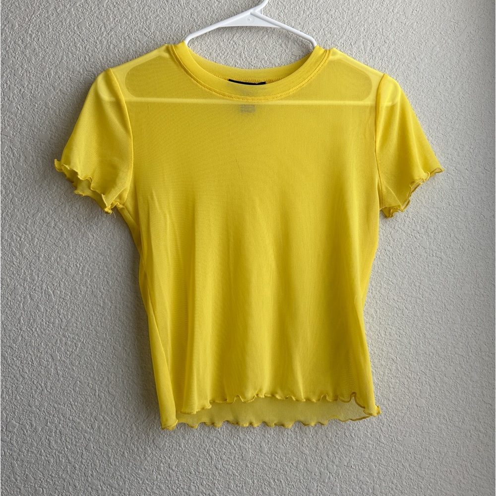 FOREVER 21 SHEER YELLOW TOP